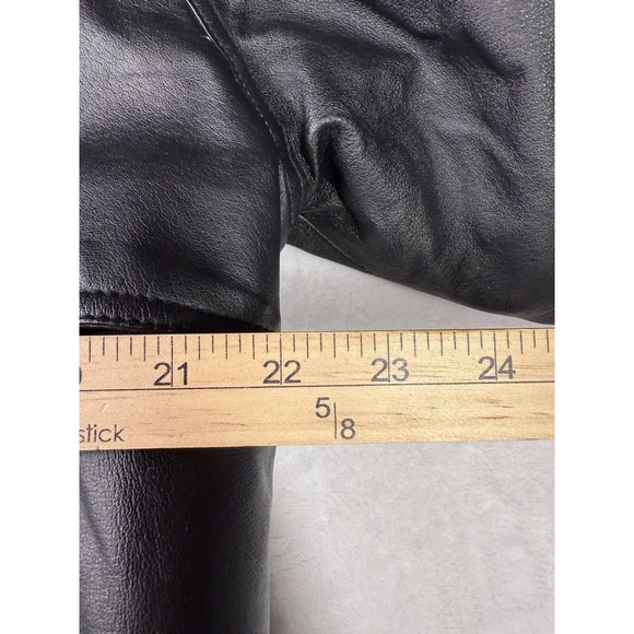 WILDA Genuine Leather Belted Trench Coat Jacket Black Mens Size XL Sherpa Liner - Picture 11 of 14